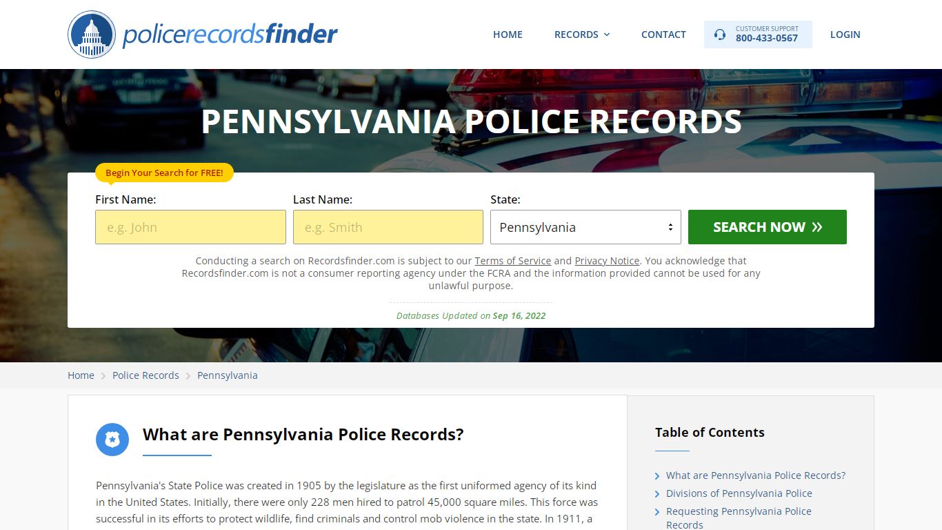 Pennsylvania Police Records Search & Police Departments Online